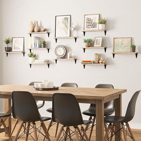 Wallniture Arras 17"x4.5" Floating Shelves for Wall, Shelves for Garage Storage, Wall Bookshelf, Pantry & Kitchen Shelving, Wall Shelves for Living Room, Natural Wood, Set of 20 in Kuwait