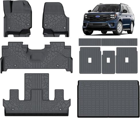 Car Floor Mats for Ford Escape 2013-2019 with Cargo Liner and Backrest Mat All Weather TPE Custom Fit Heavy Duty Anti-Slip Waterproof Interior Accessories Black in Kuwait