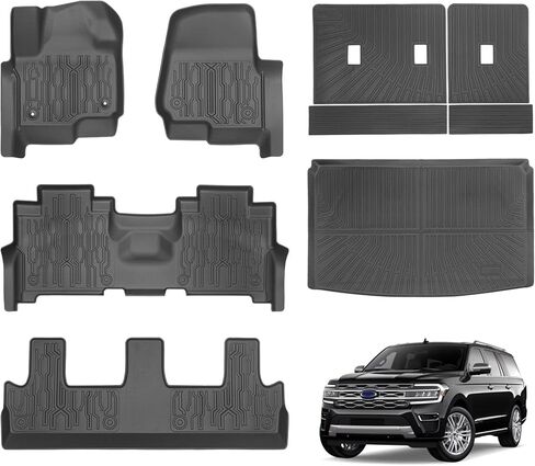 Car Floor Mats for Ford Escape 2013-2019 with Cargo Liner and Backrest Mat All Weather TPE Custom Fit Heavy Duty Anti-Slip Waterproof Interior Accessories Black in Kuwait