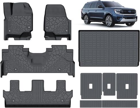 Car Floor Mats for Ford Escape 2013-2019 with Cargo Liner and Backrest Mat All Weather TPE Custom Fit Heavy Duty Anti-Slip Waterproof Interior Accessories Black in Kuwait