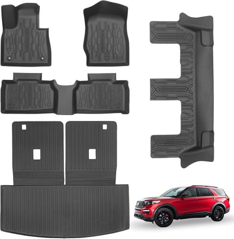 Car Floor Mats for Ford Escape 2013-2019 with Cargo Liner and Backrest Mat All Weather TPE Custom Fit Heavy Duty Anti-Slip Waterproof Interior Accessories Black in Kuwait