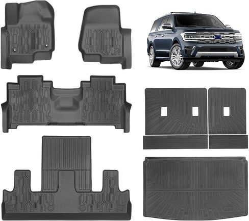 Car Floor Mats for Ford Escape 2013-2019 with Cargo Liner and Backrest Mat All Weather TPE Custom Fit Heavy Duty Anti-Slip Waterproof Interior Accessories Black in Kuwait