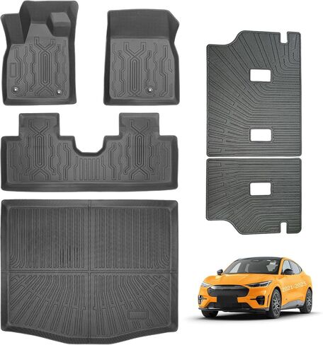 Car Floor Mats for Ford Escape 2013-2019 with Cargo Liner and Backrest Mat All Weather TPE Custom Fit Heavy Duty Anti-Slip Waterproof Interior Accessories Black in Kuwait