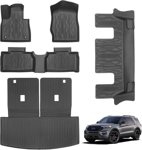 Car Floor Mats for Ford Escape 2013-2019 with Cargo Liner and Backrest Mat All Weather TPE Custom Fit Heavy Duty Anti-Slip Waterproof Interior Accessories Black in Kuwait