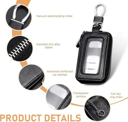 Car Key Fob Case, Car Remote Control Key Protector Case, PU Leather Vintage-style Pendant, for Men, Women (Black) in Saudi Arabia