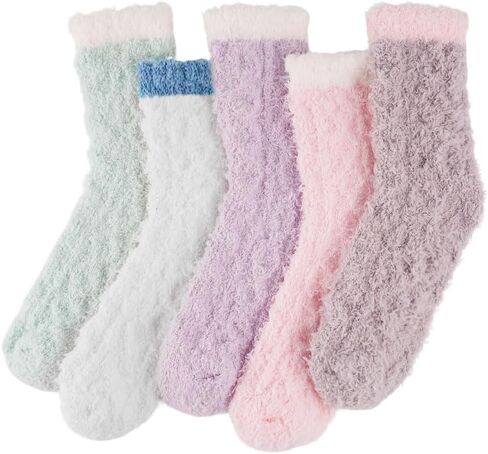 Christmas Fuzzy Socks for Women 5 Pairs Winter Warm Cosy Holiday Slipper Socks Xmas Gifts for Women in Kuwait