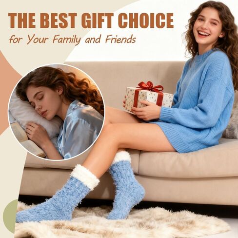 Christmas Fuzzy Socks for Women 5 Pairs Winter Warm Cosy Holiday Slipper Socks Xmas Gifts for Women in Kuwait