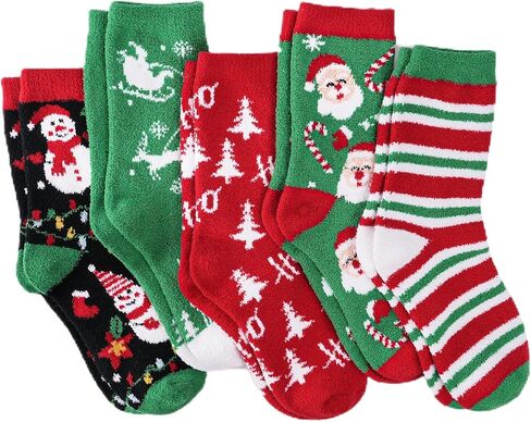 Christmas Fuzzy Socks for Women 5 Pairs Winter Warm Cosy Holiday Slipper Socks Xmas Gifts for Women in Kuwait