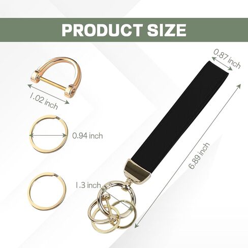 Hovom Leather Wristlet Keychain, Wrist Car Key Chain with 2 Key Rings and Anti-Lost D Ring, Cute Keys Fob Wristband for Women in Saudi Arabia