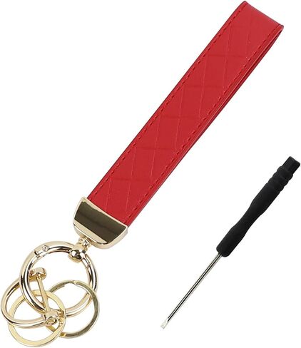Hovom Leather Wristlet Keychain, Wrist Car Key Chain with 2 Key Rings and Anti-Lost D Ring, Cute Keys Fob Wristband for Women in Saudi Arabia