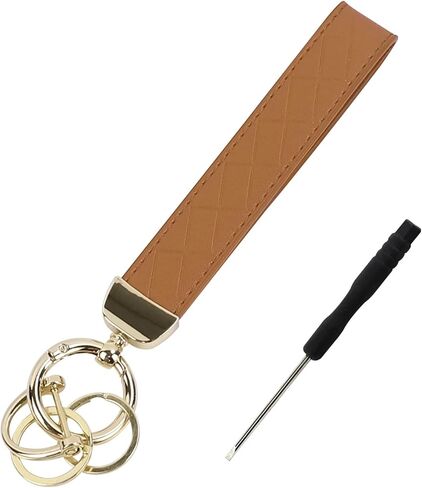Hovom Leather Wristlet Keychain, Wrist Car Key Chain with 2 Key Rings and Anti-Lost D Ring, Cute Keys Fob Wristband for Women in Saudi Arabia