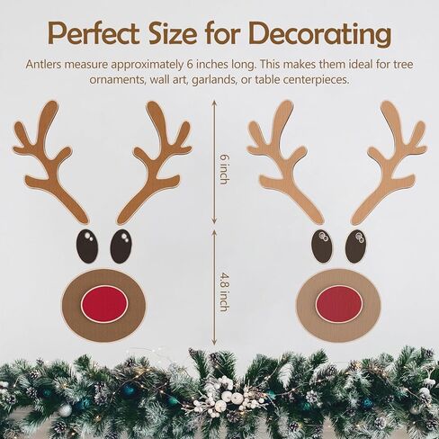 3Pack Reindeer Faces Crafts Kits, Wooden Reindeer Faces with Antlers Craft Kit Christmas Blanks Reindeer Faces for DIY Christmas Crafts in Saudi Arabia