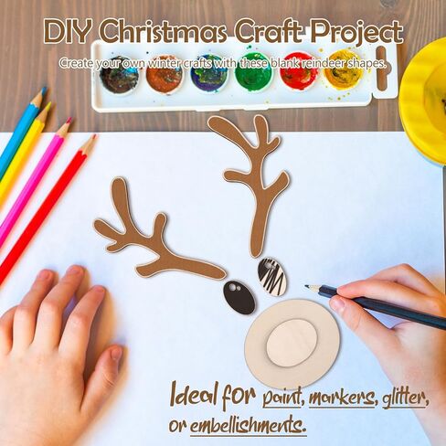 3Pack Reindeer Faces Crafts Kits, Wooden Reindeer Faces with Antlers Craft Kit Christmas Blanks Reindeer Faces for DIY Christmas Crafts in Saudi Arabia
