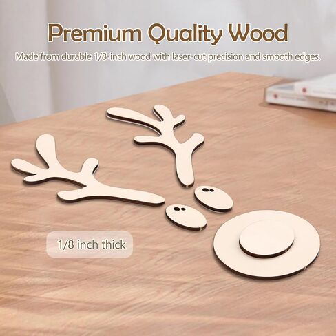 3Pack Reindeer Faces Crafts Kits, Wooden Reindeer Faces with Antlers Craft Kit Christmas Blanks Reindeer Faces for DIY Christmas Crafts in Saudi Arabia