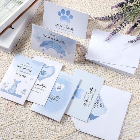 Geyoga 36 Sets Pet Sympathy Cards for Dogs Cats with Envelopes and Stickers, Loss of Dog Condolence Cards Bulk, Thoughtful Bereavement Sympathy Gifts for Loss of Beloved Pet(Soft Blue) in Saudi Arabia