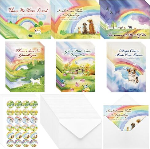 Geyoga 36 Sets Pet Sympathy Cards for Dogs Cats with Envelopes and Stickers, Loss of Dog Condolence Cards Bulk, Thoughtful Bereavement Sympathy Gifts for Loss of Beloved Pet(Soft Blue) in Saudi Arabia