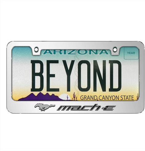 iPick Image for Ford Mustang Mach-E UV-LED Printed American-Made Black Metal License Plate Frame in Saudi Arabia