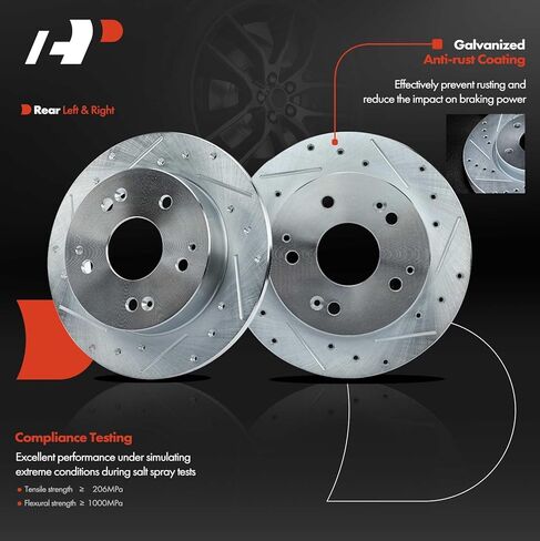 A-Premium 10.24 inch (260mm) Rear Solid Disc Brake Rotors + Ceramic Pads Kit Compatible with Select Honda and Acura Models - Civic 04-05, Accord 98-02, RSX 02-06, Integra 97-98/00-01, 6-PC Set in Kuwait