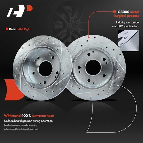 A-Premium 10.24 inch (260mm) Rear Solid Disc Brake Rotors + Ceramic Pads Kit Compatible with Select Honda and Acura Models - Civic 04-05, Accord 98-02, RSX 02-06, Integra 97-98/00-01, 6-PC Set in Kuwait