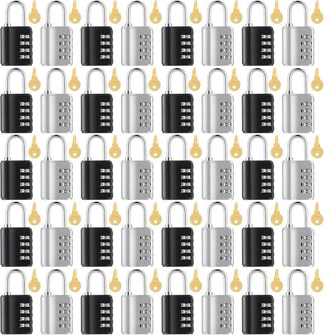 10 Pcs Combination Padlock, 4 Digit Combination Lock with Keys, Locker Resettable Security Lock Outdoor Waterproof Gate Lock for School Sports Gym Locker Employee Fence Case Toolbox Hasp Storage in Kuwait