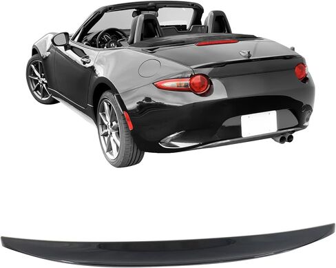 IKON MOTORSPORTS، جناح صندوق السيارة متوافق مع 2016-2025 Mazda MX-5 & MX-5 Miata ND الجيل الرابع، نمط P مطلي #A3F أسود لامع ABS بلاستيك غطاء صندوق السيارة الخلفي شفة جناح سبويلر in Saudi Arabia
