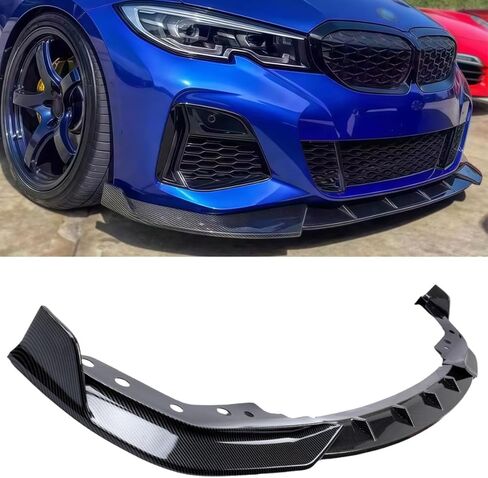الشفة الأمامية متوافقة مع 2019-2022 BMW G20 G28 330i 330e M340i xDrive M-Sport، طقم جسم حماية ممتص الصدمات للذقن السفلي يناسب 2019 2020 2021 2022 (نمط ألياف الكربون) in Kuwait