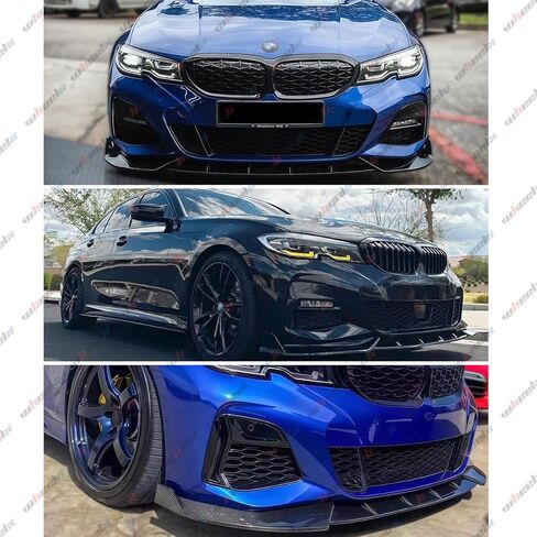 الشفة الأمامية متوافقة مع 2019-2022 BMW G20 G28 330i 330e M340i xDrive M-Sport، طقم جسم حماية ممتص الصدمات للذقن السفلي يناسب 2019 2020 2021 2022 (نمط ألياف الكربون) in Kuwait