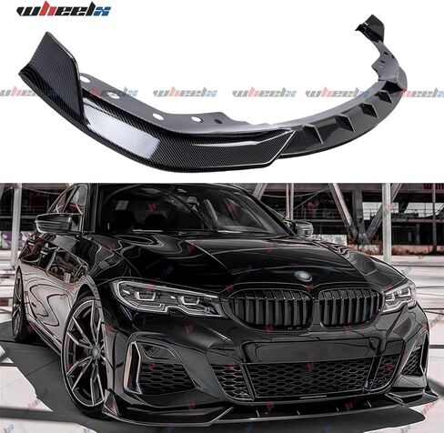 الشفة الأمامية متوافقة مع 2019-2022 BMW G20 G28 330i 330e M340i xDrive M-Sport، طقم جسم حماية ممتص الصدمات للذقن السفلي يناسب 2019 2020 2021 2022 (نمط ألياف الكربون) in Kuwait