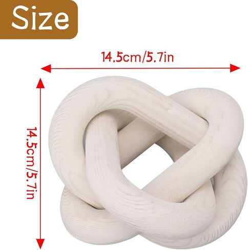 Wood Chain Link Decor, 3 Link Wood Knot Decor Boho Chain Decorative Chains Link Hand Carved Wooden Chains Links for Coffee Table Decor (White) in Saudi Arabia