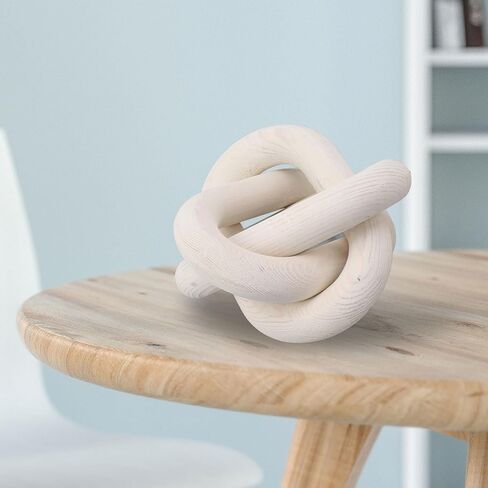 Wood Chain Link Decor, 3 Link Wood Knot Decor Boho Chain Decorative Chains Link Hand Carved Wooden Chains Links for Coffee Table Decor (White) in Saudi Arabia