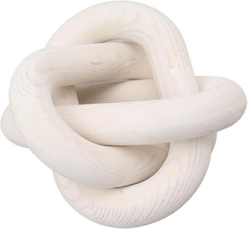 Wood Chain Link Decor, 3 Link Wood Knot Decor Boho Chain Decorative Chains Link Hand Carved Wooden Chains Links for Coffee Table Decor (White) in Saudi Arabia