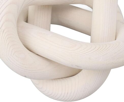 Wood Chain Link Decor, 3 Link Wood Knot Decor Boho Chain Decorative Chains Link Hand Carved Wooden Chains Links for Coffee Table Decor (White) in Saudi Arabia