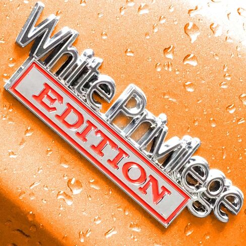 شعار السيارة White Privilege Edition مع مادتين لاصقتين، ملصق شارة ثلاثي الأبعاد للشاحنات، ملصقات معدنية بديلة تناسب السيارة العالمية (أسود وأبيض) in Kuwait