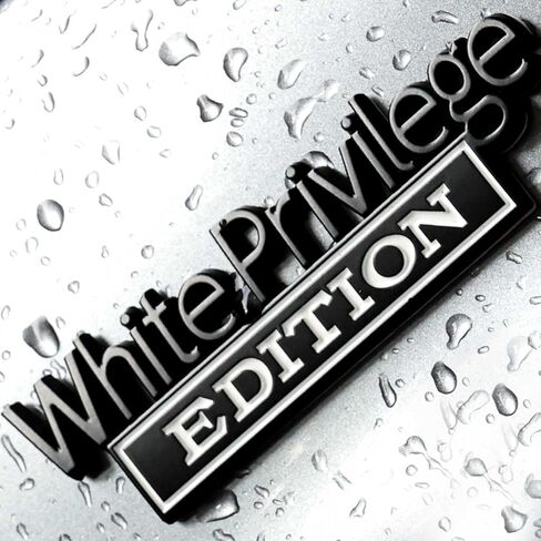 White Privilege Edition Car Emblem with 2 Adhesives, 3D Badge Decal for Trucks, Metal Stickers Replacement Fit Universal Vehicle (Black & White) in Saudi Arabia
