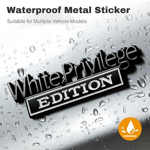 White Privilege Edition Car Emblem with 2 Adhesives, 3D Badge Decal for Trucks, Metal Stickers Replacement Fit Universal Vehicle (Black & White) in Saudi Arabia