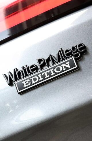 White Privilege Edition Car Emblem with 2 Adhesives, 3D Badge Decal for Trucks, Metal Stickers Replacement Fit Universal Vehicle (Black & White) in Saudi Arabia