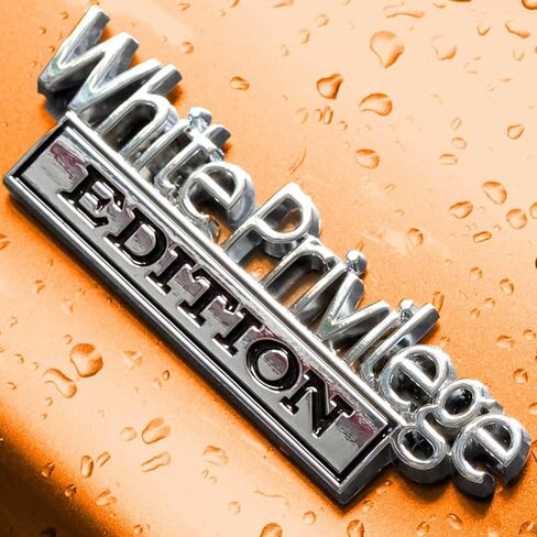 White Privilege Edition Car Emblem with 2 Adhesives, 3D Badge Decal for Trucks, Metal Stickers Replacement Fit Universal Vehicle (Black & White) in Saudi Arabia