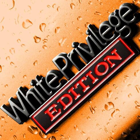 White Privilege Edition Car Emblem with 2 Adhesives, 3D Badge Decal for Trucks, Metal Stickers Replacement Fit Universal Vehicle (Black & White) in Saudi Arabia