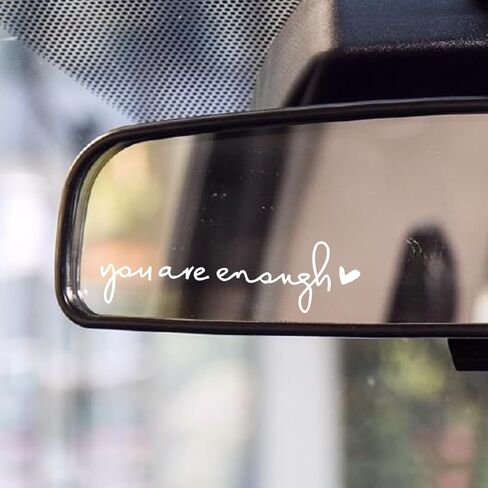 You are Enough Car Mirror Decal, Cute Car Sticker for Women, Girls, Auto Rearview Mirror Accessories for Girl Presents (White/Beautiful) in Saudi Arabia