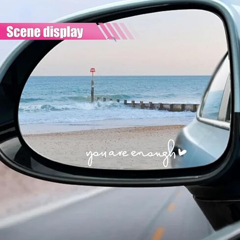You are Enough Car Mirror Decal, Cute Car Sticker for Women, Girls, Auto Rearview Mirror Accessories for Girl Presents (White/Beautiful) in Saudi Arabia