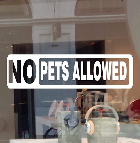 No Pets Allowed Business Sign Decal Vinyl Sticker No Dog No Cat Door Window Retail Store Office Restaurant School Building (WHITE, 8.5" W X 2.5" H) in Saudi Arabia