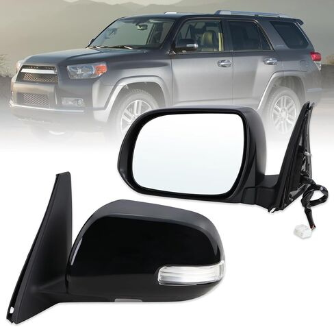 Lqtio Left Driver Side Mirror Compatible With 2010 2011 2012 2013 Toyota 4Runner With Manual Folding Power Glass Heated Turn Signal Puddle Light Black Replace#8794035A31(9Pins) in Saudi Arabia