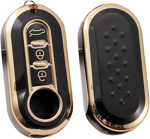 HIBEYO for Fiat 500 Linea 3 Button Filping Smart Remote Auto Key Shell Key Fob Cover for Fiat Ducato 500 500L Panda Grande Punto Lancia Musa Accessories Key Shell Cover Protector-Green in Saudi Arabia