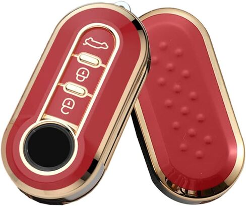 HIBEYO for Fiat 500 Linea 3 Button Filping Smart Remote Auto Key Shell Key Fob Cover for Fiat Ducato 500 500L Panda Grande Punto Lancia Musa Accessories Key Shell Cover Protector-Green in Saudi Arabia