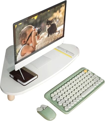 Triangular Monitor Stand 3.1" Height - Stylish Desktop Riser for Laptops, Printers & Displays - Space-Saving Storage Rack (White) in Saudi Arabia