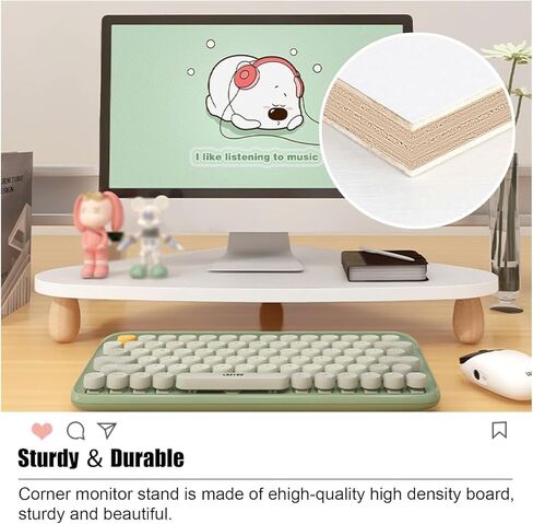 Triangular Monitor Stand 3.1" Height - Stylish Desktop Riser for Laptops, Printers & Displays - Space-Saving Storage Rack (White) in Saudi Arabia