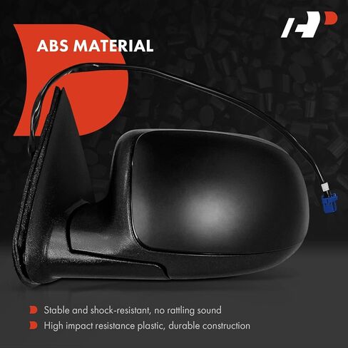 A-Premium Passenger Side Power Door Mirror - Compatible with Chevy Silverado 1500 2500 HD, Tahoe, Suburban, Avalanche & GMC Sierra 3500, Yukon, Yukon XL - Heated Manual Folding Black Smooth in Kuwait