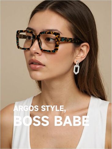 Oversized Square Blue Light Blocking Glasses Lightweight UV400 Anti Eyestrain Protection TV Computer Gaming for Women in Kuwait