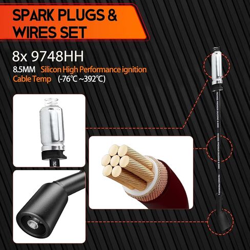 8x Iridium Spark Plugs & Spark Plug Wires for Chevy 5.3L, SparkPlugs for Silverado Suburban Avalanche Tahoe 5.3 4.8L 6.0L, 41-110 Compatible with GMC Sierra Yukon in Saudi Arabia