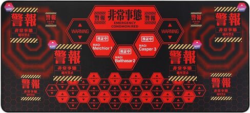 لوحة ماوس ألعاب Neon Genesis Evangelion 'Alert' عريضة للغاية مقاس 35.4 × 15.7 بوصة - تتميز بنظام MAGI ورسومات تحذير في حالات الطوارئ، وقاعدة مطاطية غير قابلة للانزلاق، مثالية لمحبي EVA والألعاب والمكاتب in Kuwait